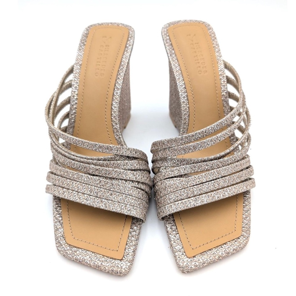 MERCEDES CASTILLO Glittering Silver Strappy Heels WOMEN SIZE 7